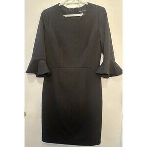Donna Morgan Black Bell Sleeve Sheath Dress US 10 Career Cocktail